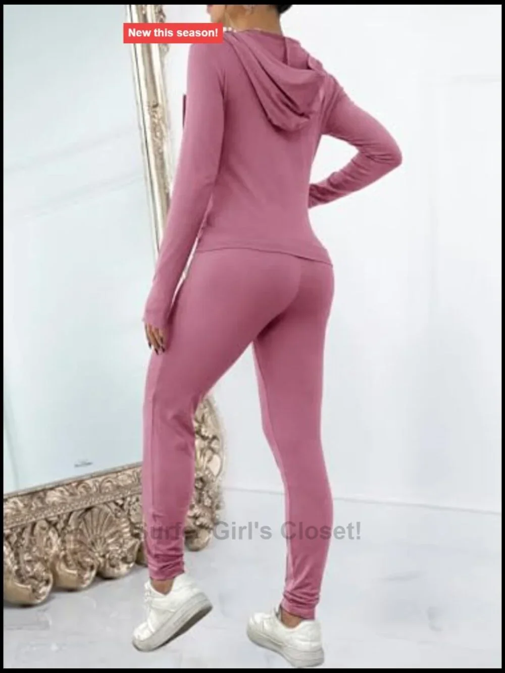 Two Piece Workout Set Bodycon Hoodie Jogger Tracksuit Zip Up Matching Set